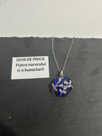 Colier inima Ochi de pisică albastru cobalt