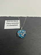 Colier inima Ochi de pisica albastru