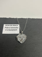 Colier inima Ochi de pisică alb