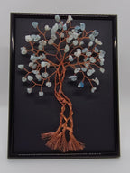 Tablou handmade din sârmă de cupru cu pietre de acvamarin — decor elegant, simbol al comunicării și al relațiilor armonioase