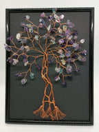 Tablou handmade din sârmă de cupru cu pietre de Fluorit — decor simbolic pentru vindecare emoțională și armonie familială