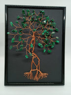 Tablou handmade din sârmă de cupru cu pietre de Malachit — decor elegant și simbol al protecției energetice și al transformării personale.