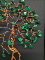 Tablou handmade din sârmă de cupru cu pietre de Malachit — decor elegant și simbol al protecției energetice și al transformării personale.