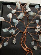 Tablou handmade din sârmă de cupru cu pietre de Acvamarin — decor elegant, simbol al comunicării și al relațiilor armonioase.