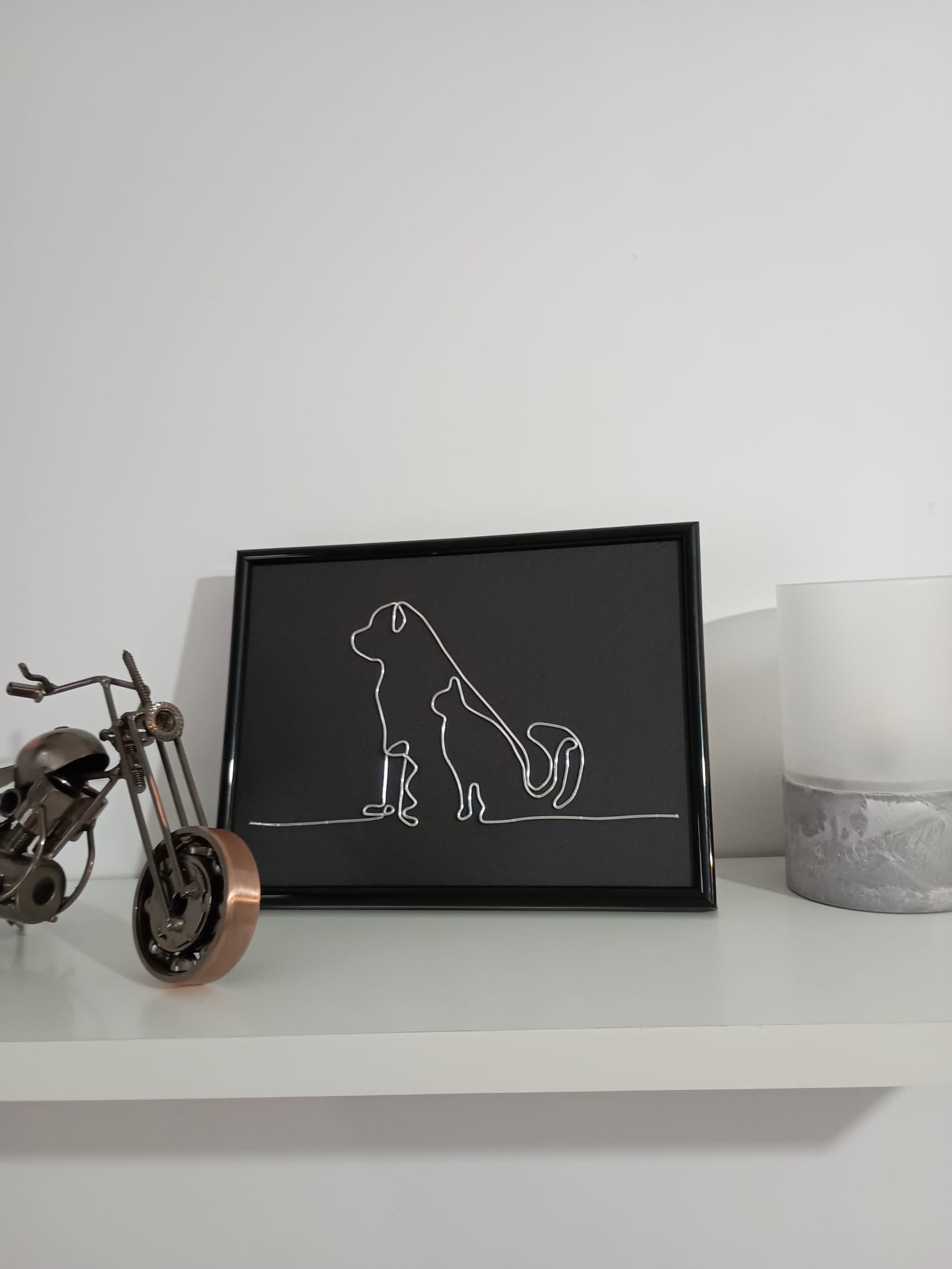 Tablou decorativ – Siluetă câine și pisică